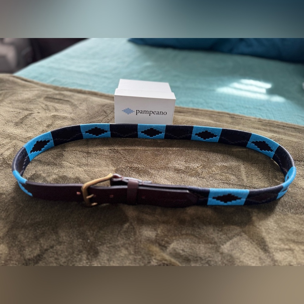 Blue and Navy Men's brown leather Belt